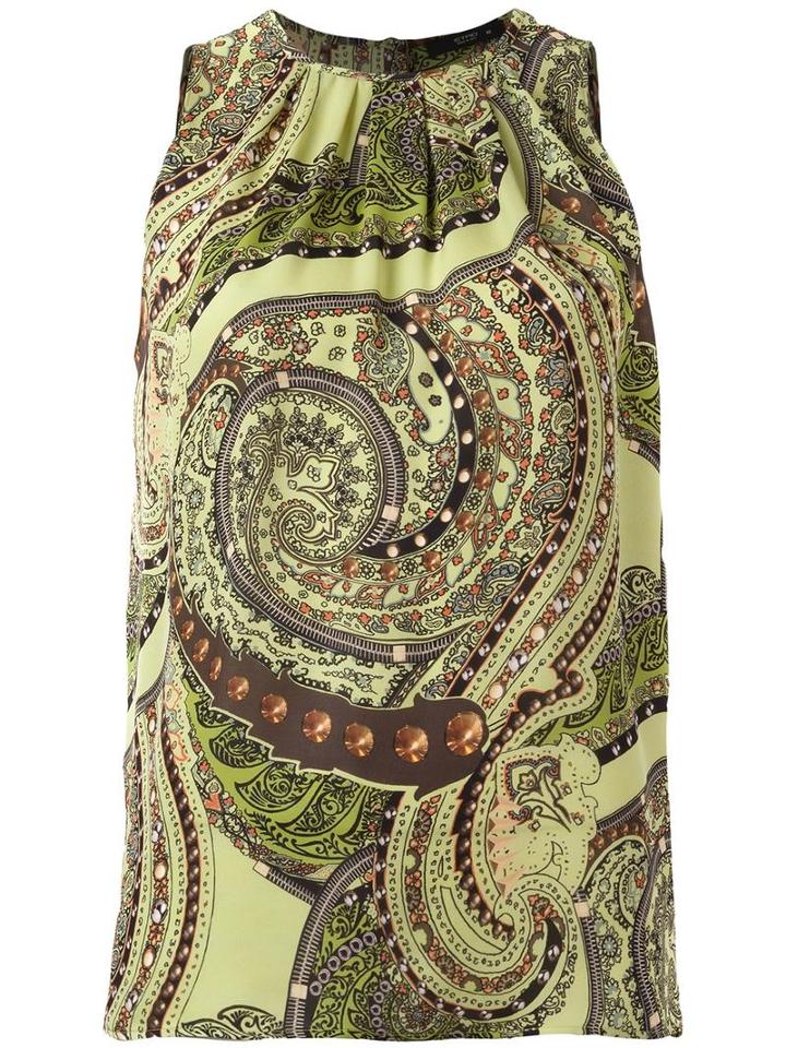 Etro Paisley Print Tank Top, Women's, Size: 42, Green, Silk