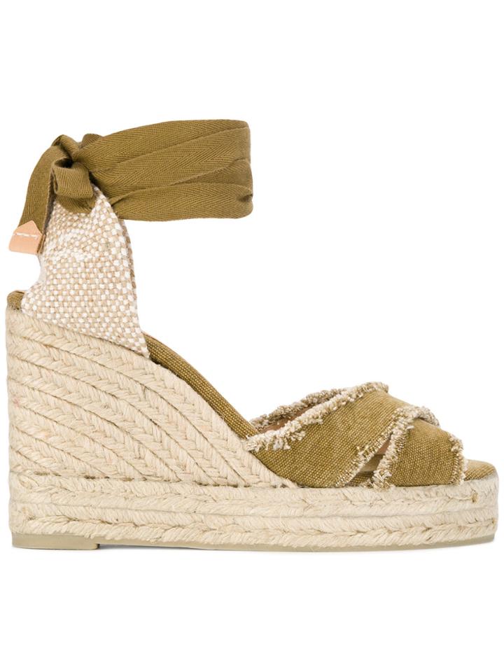 Castañer Ankle Tie Wedge Espadrilles - Nude & Neutrals