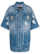 Marco Bologna Embellished Oversized Denim Jacket - Blue