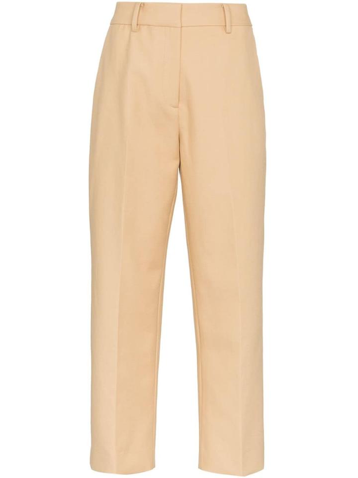 Khaite Catherine Tailored Cotton Trousers - Nude & Neutrals