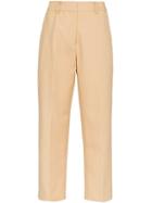 Khaite Catherine Tailored Cotton Trousers - Nude & Neutrals