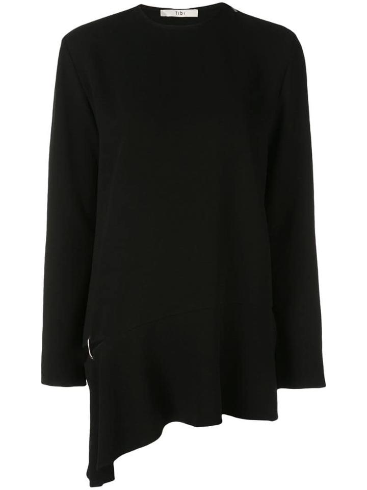 Tibi Asymmetric Detached Hem Top - Black