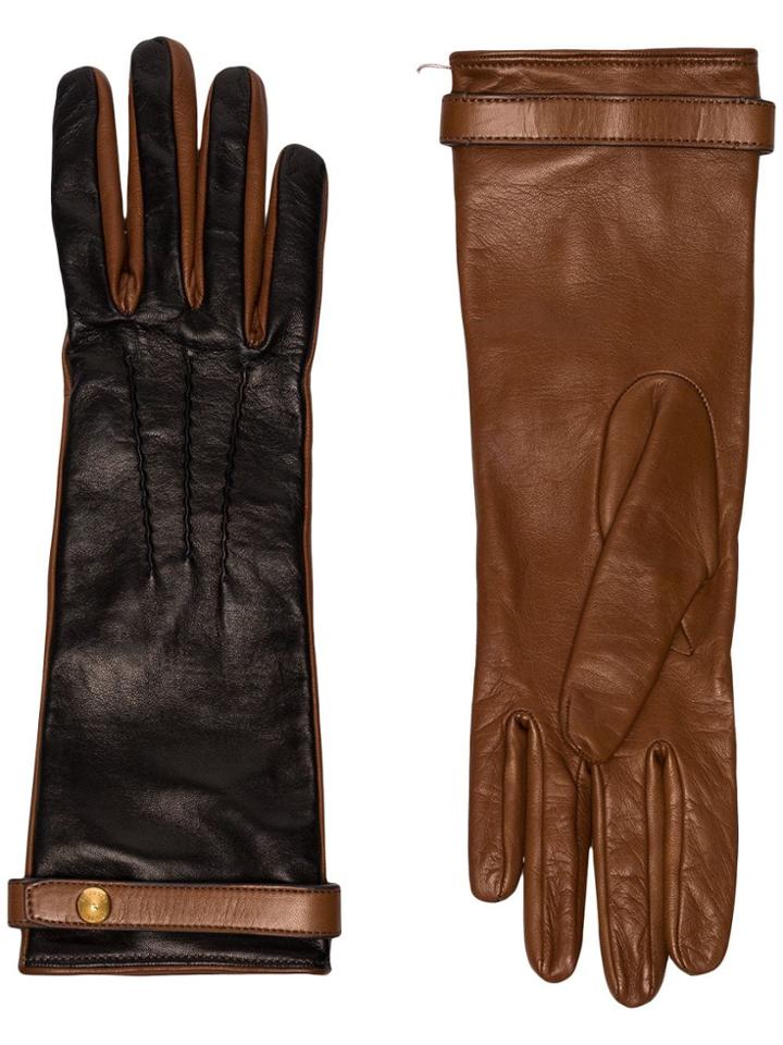 Burberry Brown Bicolour Lambskin Gloves