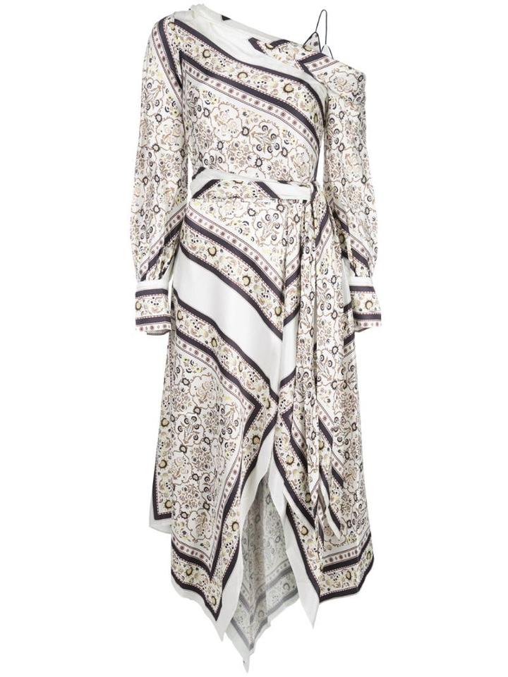 Jonathan Simkhai Off-the-shoulder Scarf Print Dress - White