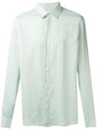 Qasimi Concealed Fastening Shirt, Men's, Size: 16, Green, Linen/flax/viscose