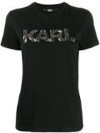 Karl Lagerfeld Oui Sequinned Logo T-shirt - Black