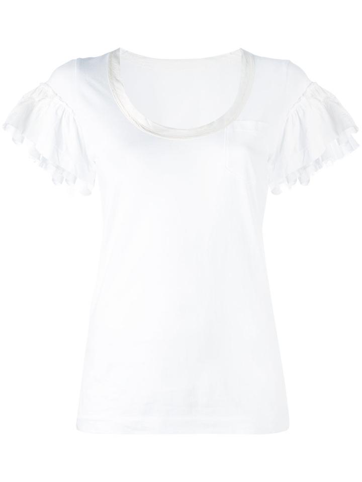 Sacai - Frill Sleeve T-shirt - Women - Cotton/cupro - 1, White, Cotton/cupro