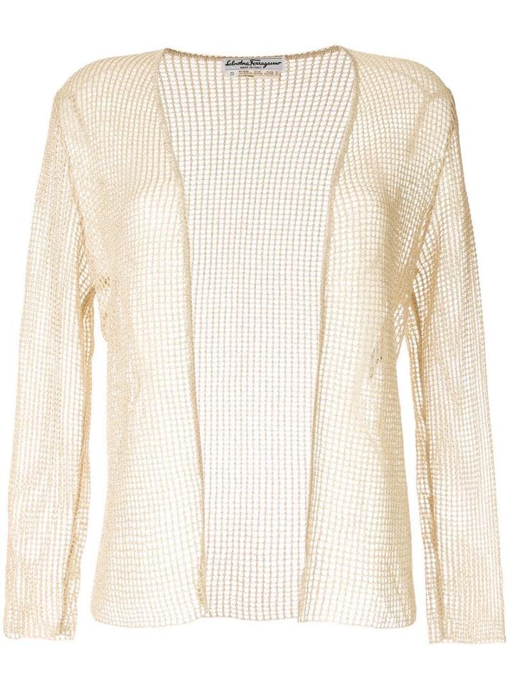 Salvatore Ferragamo Pre-owned Knitted Mesh Jacket - Gold