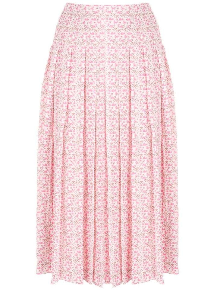 Victoria Beckham Pleated Jacquard Skirt - Pink