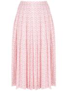Victoria Beckham Pleated Jacquard Skirt - Pink