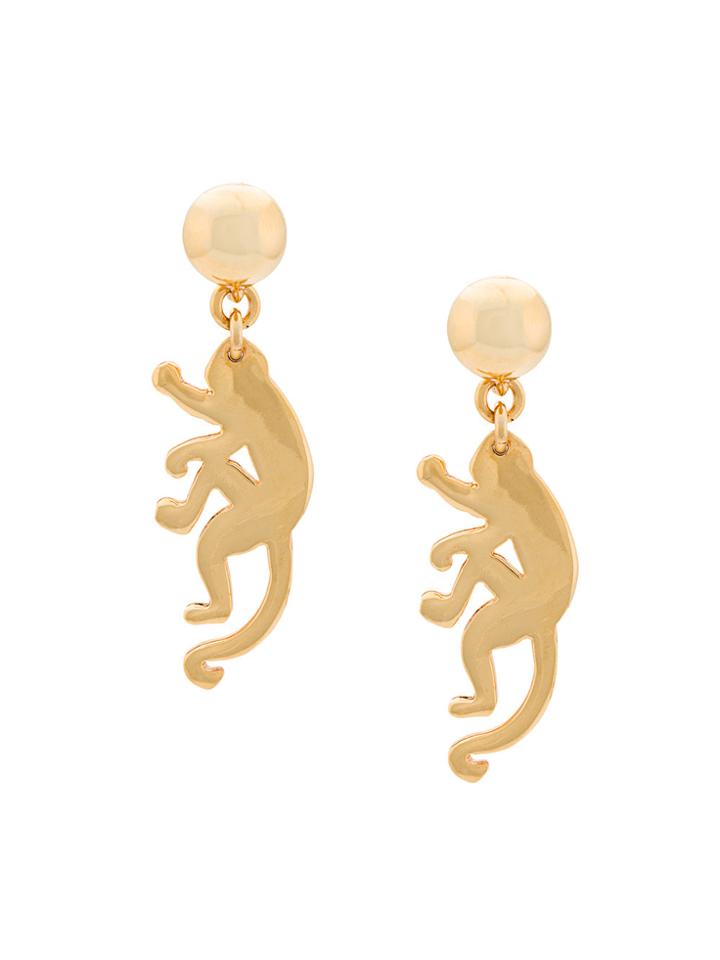 Oscar De La Renta Small Monkey Earrings - Metallic