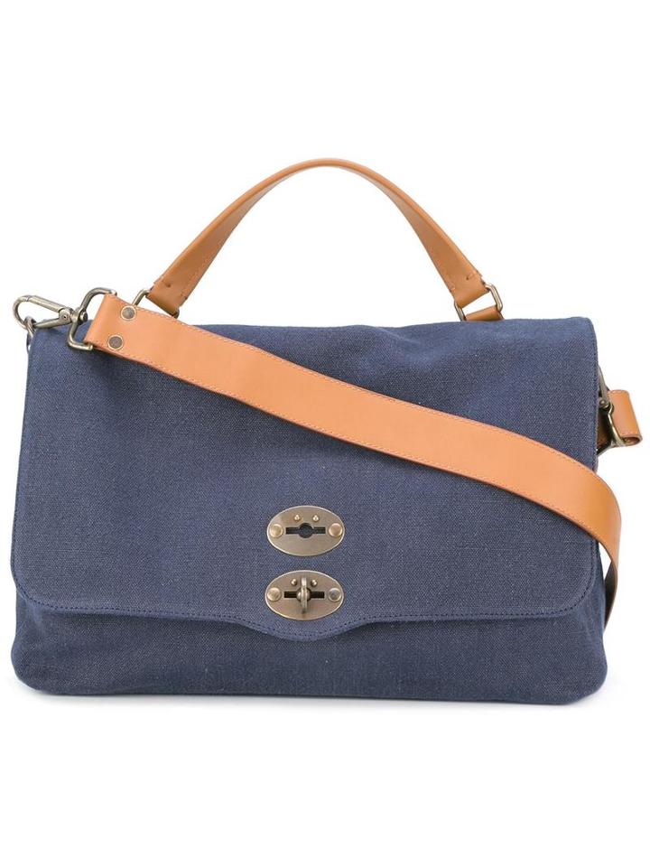 Zanellato Postina Large Tote, Women's, Blue, Canvas/leather
