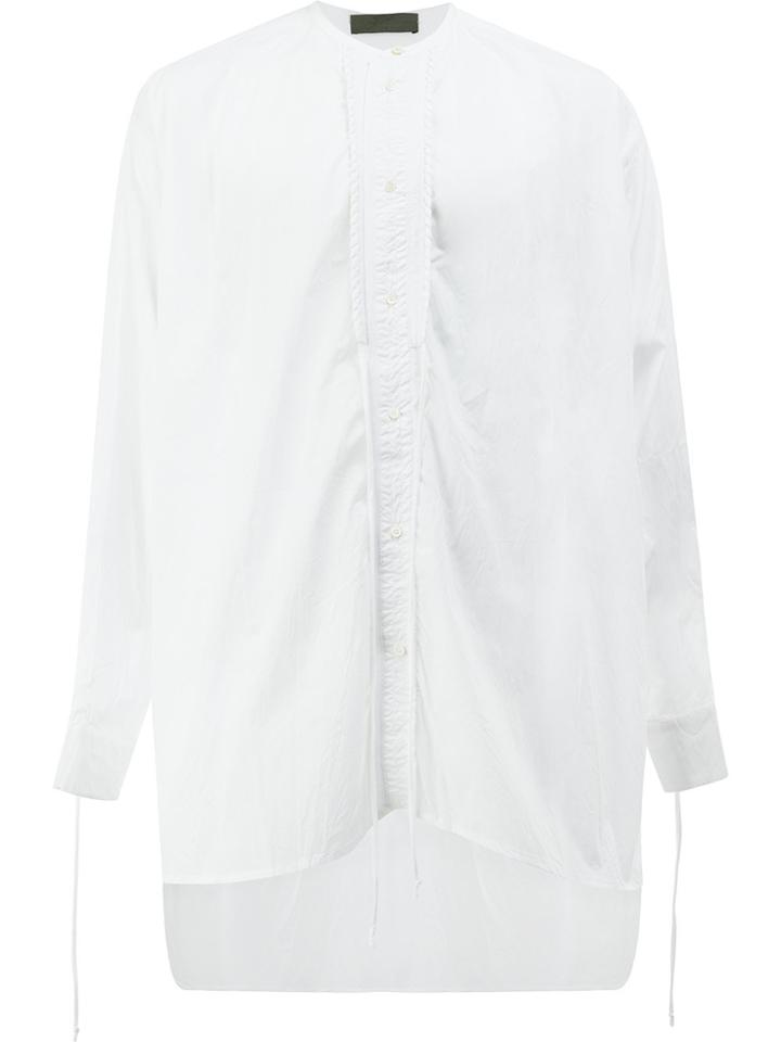 Di Liborio Collarless High Low Hem Shirt - White