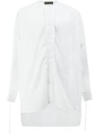 Di Liborio Collarless High Low Hem Shirt - White