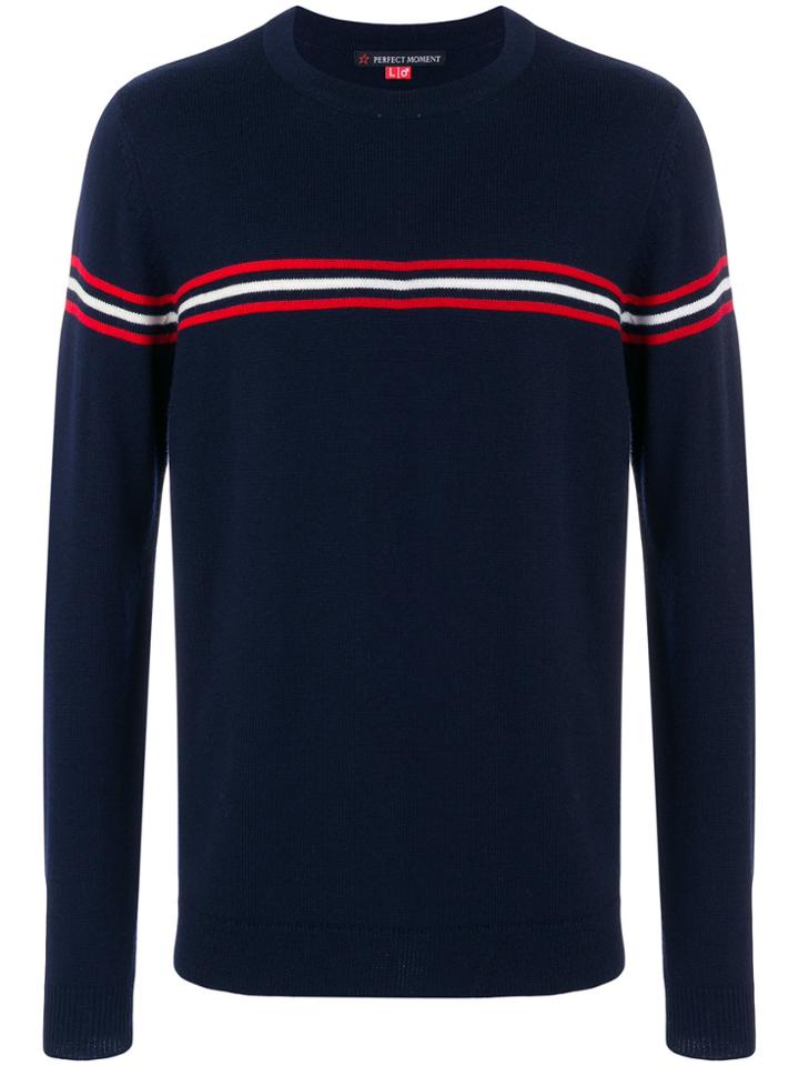 Perfect Moment Orelle Stripe Detail Crewneck Sweater - Blue