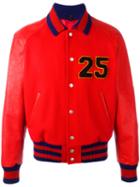 Gucci Web Collar Bomber Jacket, Men's, Size: 50, Red, Lamb Skin/cupro/wool