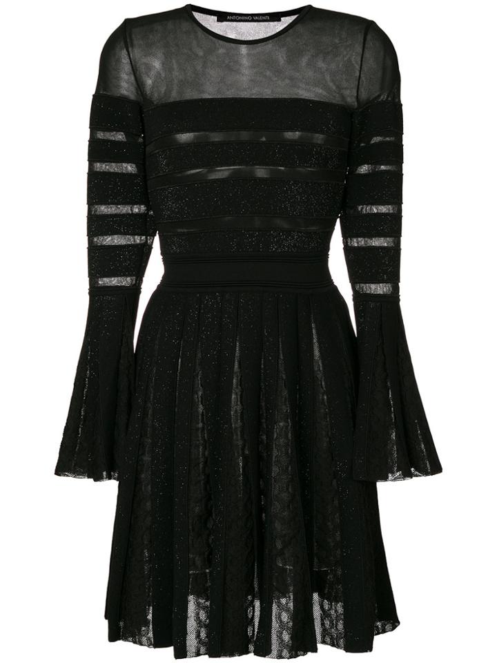 Antonino Valenti Striped Pleated Dress - Black