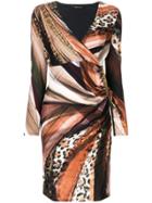 Roberto Cavalli Leopard Print Wrap Dress - Brown