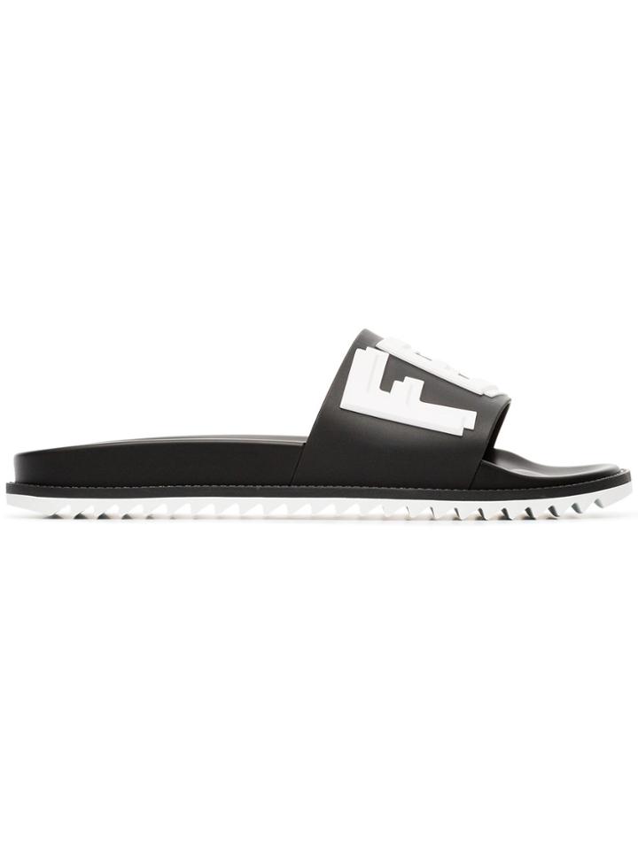 Fendi Fendi Logo Sandals - Black