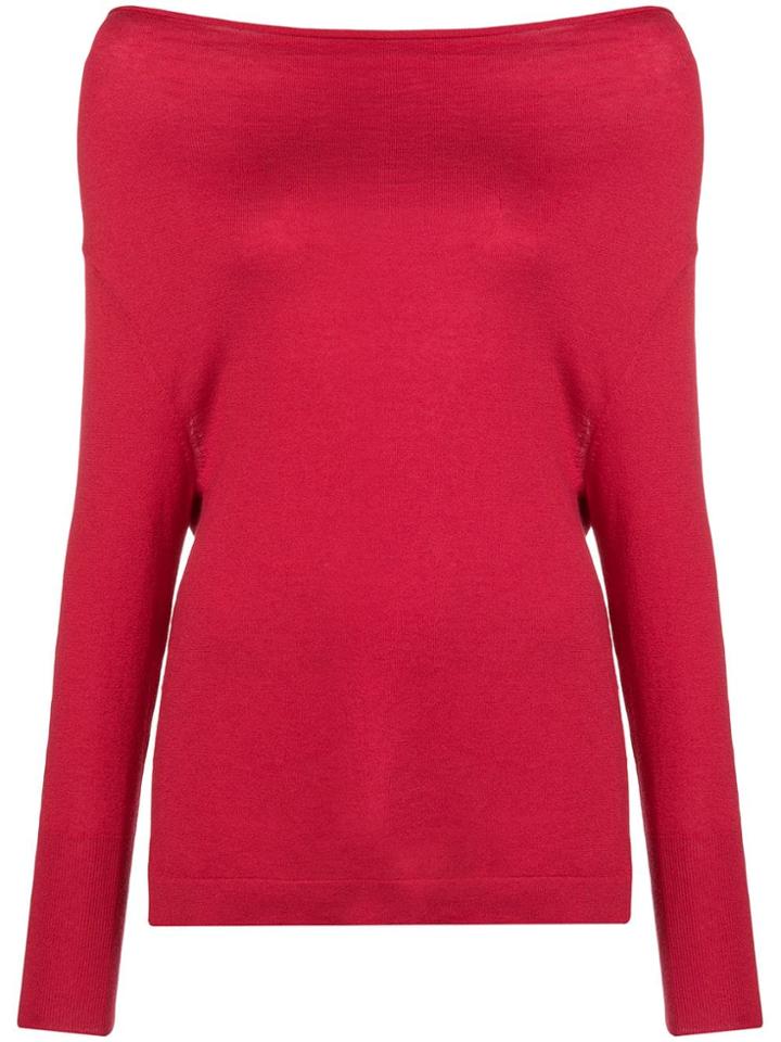 Snobby Sheep Cowl Neck Fine Knit Top - Red