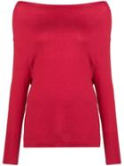 Snobby Sheep Cowl Neck Fine Knit Top - Red