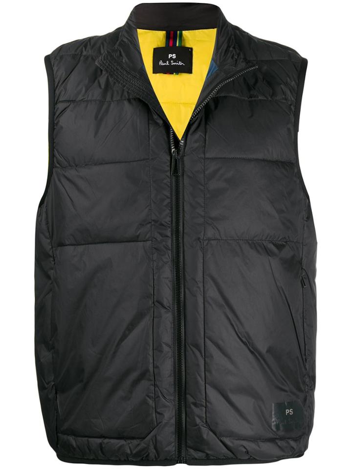Ps Paul Smith Padded Logo Print Gilet - Black