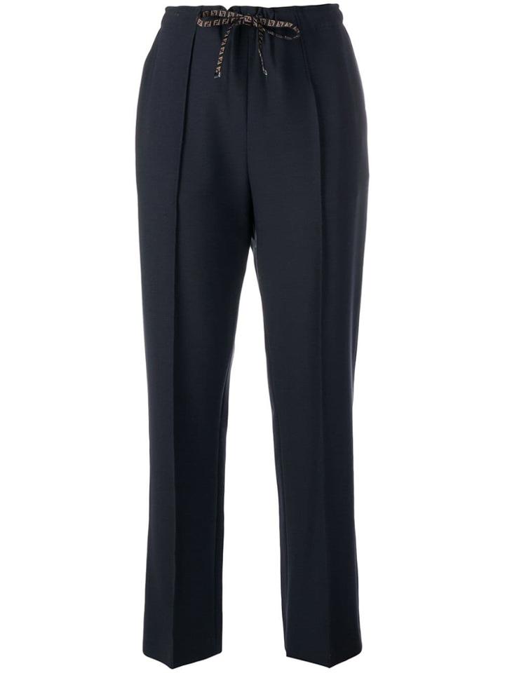 Fendi Drawstring Ff Logo Trousers - Blue