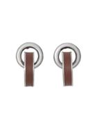 Burberry Leather Detail Double Grommet Earrings - Metallic