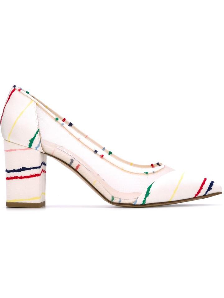 Bionda Castana Lama Pumps, Women's, Size: 36, White, Cotton/calf Leather/nylon/leather