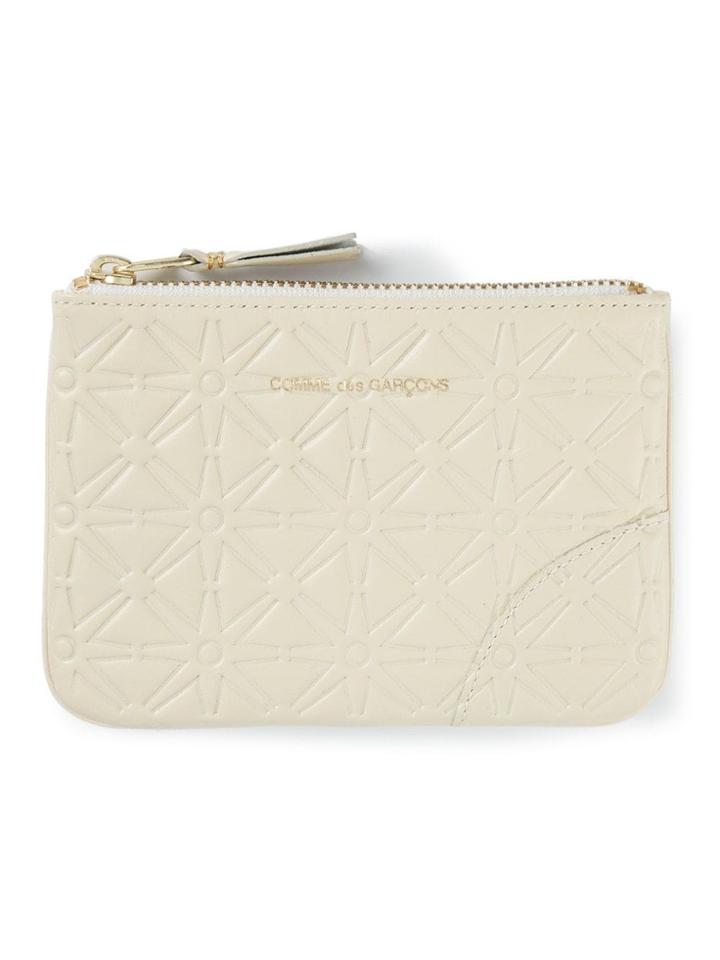 Comme Des Garçons Wallet Embossed Zipped Purse - White