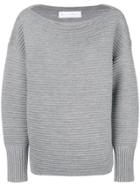 Victoria Victoria Beckham Ribbed Slash Neck Sweater - Grey