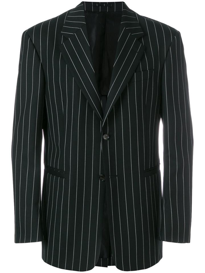 Versace Oversized Pinstriped Blazer - Black