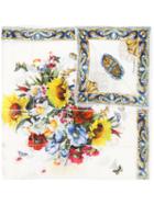 Dolce & Gabbana - Maioliche Print Scarf - Women - Modal/cashmere - One Size, White, Modal/cashmere