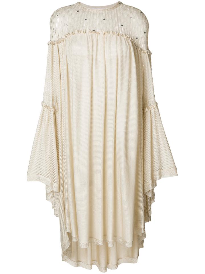 Sonia Rykiel Perforated Detail Shift Dress - Nude & Neutrals