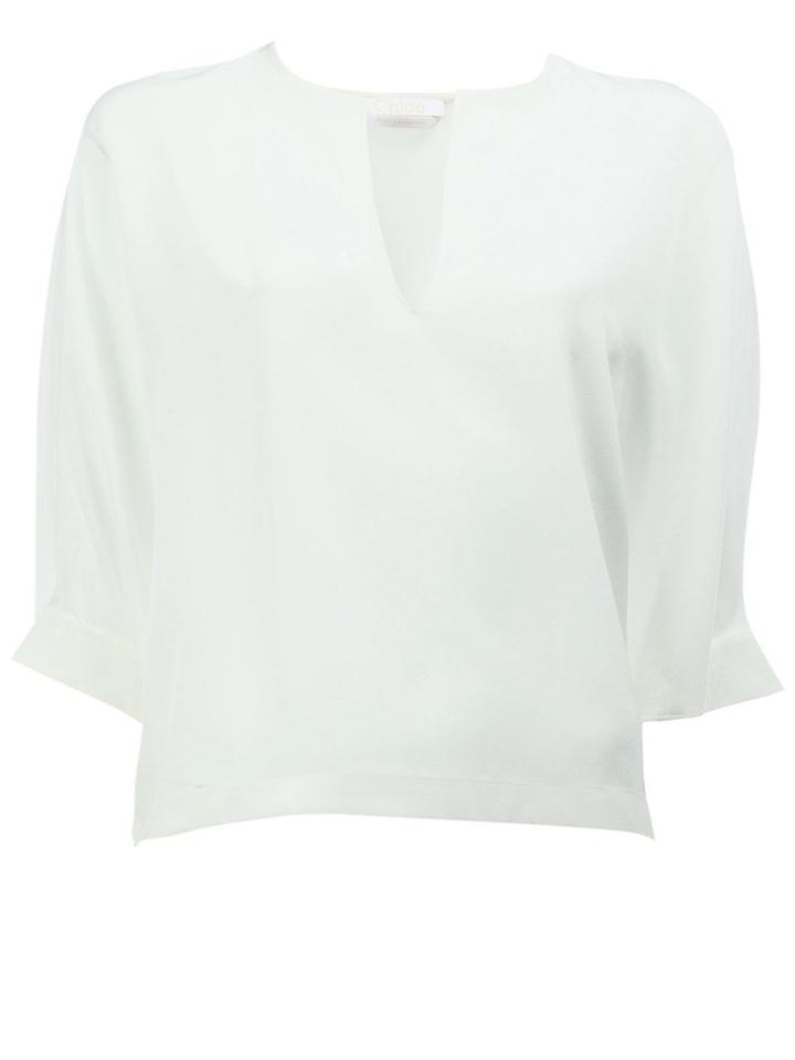 Chloé Batwing Sleeve Blouse, Women's, Size: 38, White, Silk