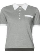 Thom Browne - Collar Print Polo Shirt - Women - Cotton - 38, Grey, Cotton