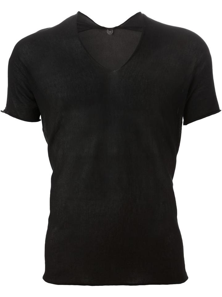 Knitted Sheer T-shirt, Men's, Size: 52, Black, Cotton, Label Under Construction