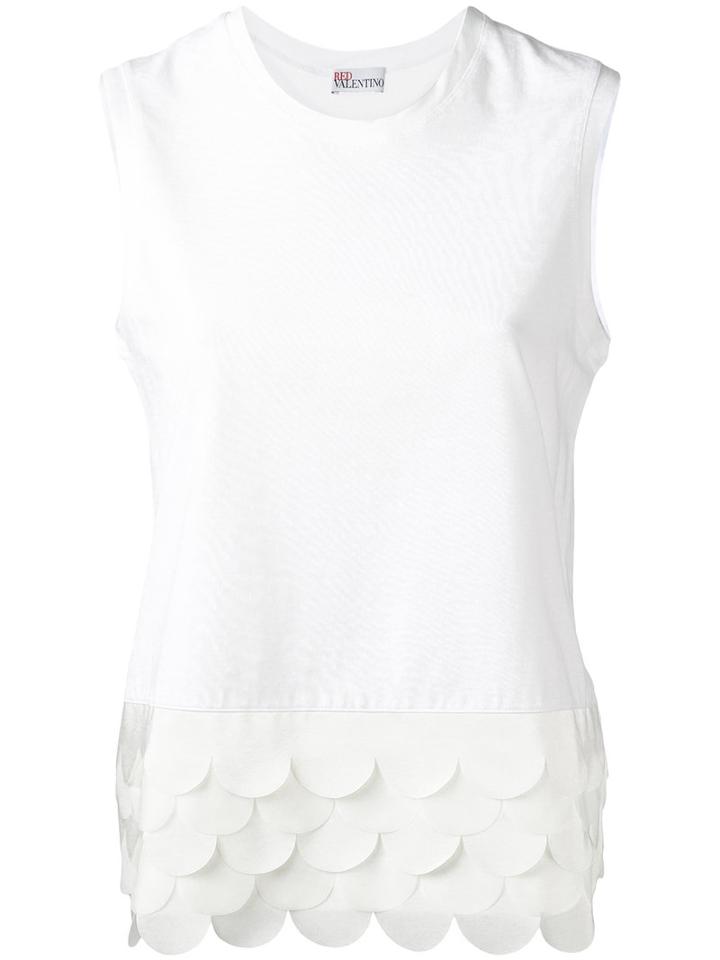 Red Valentino - Scallop Detail Tank - Women - Cotton/polyester - S, White, Cotton/polyester