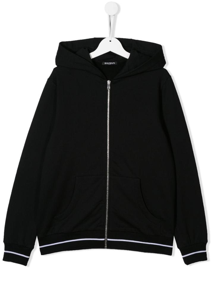 Balmain Kids Teen Zip-up Hoodie - Black