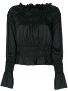Giorgio Armani Ruched Off Shoulder Blouse - Black