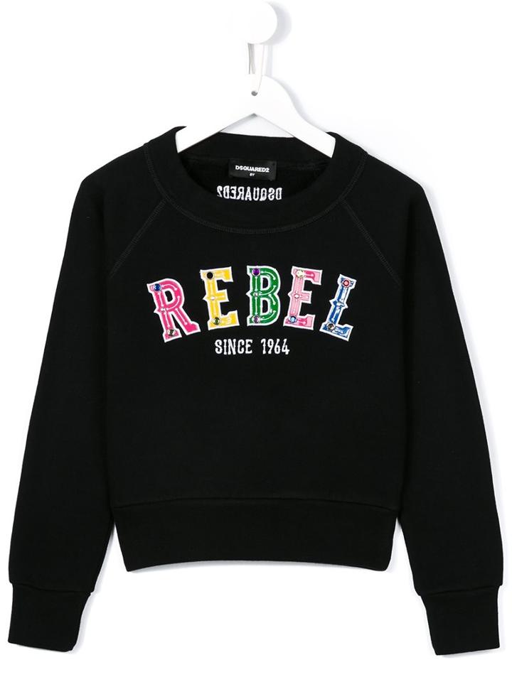 Dsquared2 Kids Rebel Embroidered Sweatshirt, Girl's, Size: 12 Yrs, Black