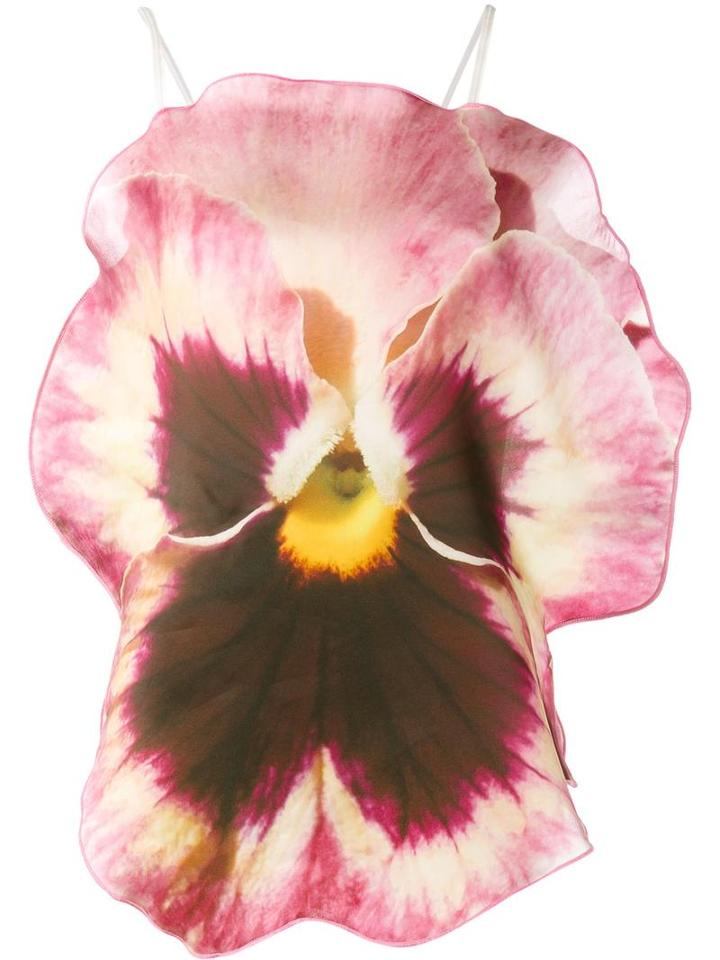Christopher Kane Pansy Sleeveless Blouse, Women's, Size: 42, Pink/purple, Silk/polyester/nylon/acetate