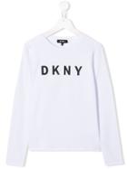 Dkny Kids Teen Logo Print Jersey Top - White