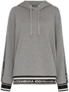 Dolce & Gabbana Logo Piped Sleeve Hoodie - Grey