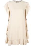 Red Valentino - Ruffled Shift Dress - Women - Acetate/viscose - 38, Nude/neutrals, Acetate/viscose