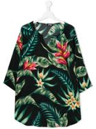 Mc2 Saint Barth Kids Teen Tropical Print Tunic Top - Black