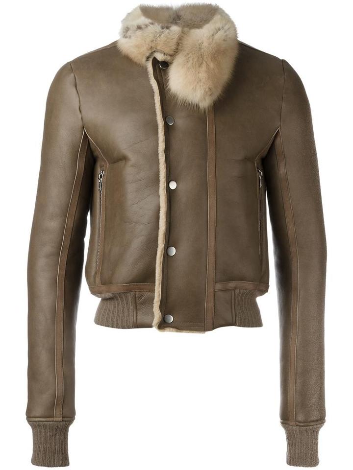 Rick Owens Hun Shearling Jacket, Men's, Size: 48, Brown, Calf Leather/lamb Skin/sheep Skin/shearling/sable