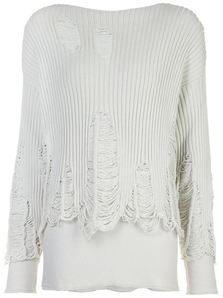 Yang Li - Destroyed Effect Jumper - Women - Cotton/polyamide - 40, White, Cotton/polyamide