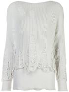 Yang Li - Destroyed Effect Jumper - Women - Cotton/polyamide - 40, White, Cotton/polyamide