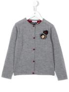 Dolce & Gabbana Kids Floral And Girl's Face Appliquéd Cardigan, Size: 8 Yrs, Grey